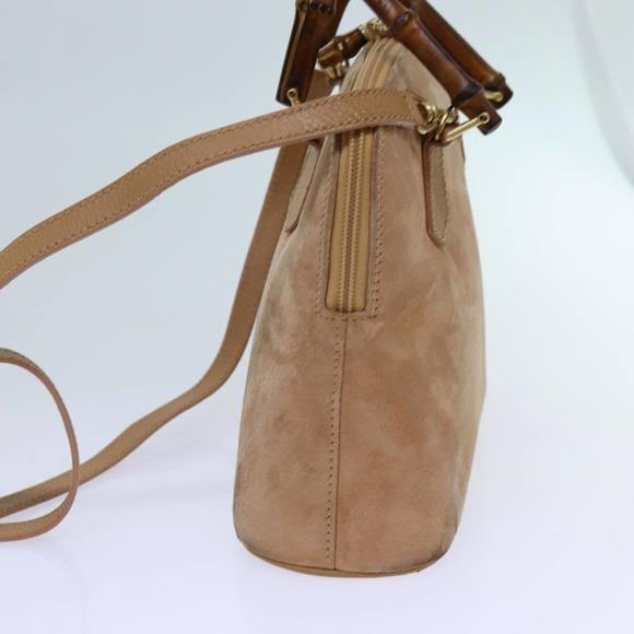 GUCCI Bamboo Hand Bag Suede 2way Brown Auth 71164 - Picture 3 of 16